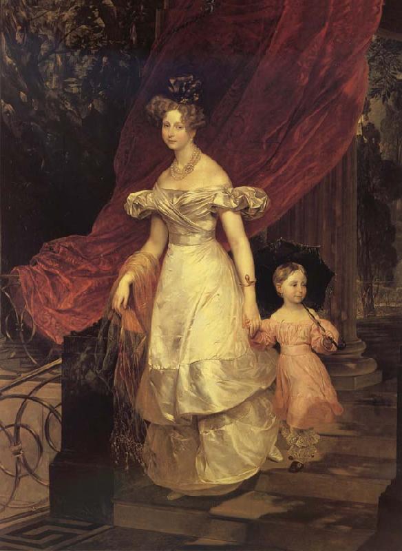 Karl Briullov Portrait of Gaand Duchess Yelena Pavlovna with her daughter oil painting image